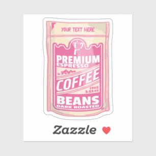Premium espresso koffiebonen roze voedsel pop kuns sticker
