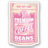 Premium espresso koffiebonen roze voedsel pop kuns sticker (Voorkant)