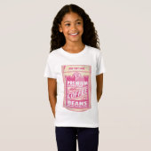 Premium espresso koffiebonen roze voedsel pop kuns t-shirt (Voorkant volledig)
