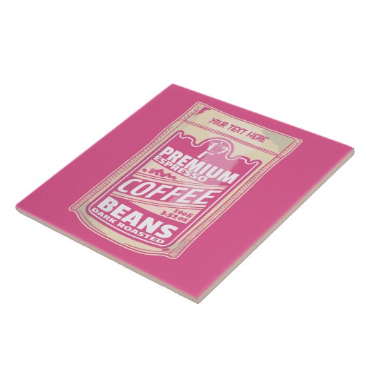 Premium espresso koffiebonen roze voedsel pop kuns tegeltje (Zijkant)
