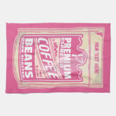 Premium espresso koffiebonen roze voedsel pop kuns theedoek (Horizontaal)