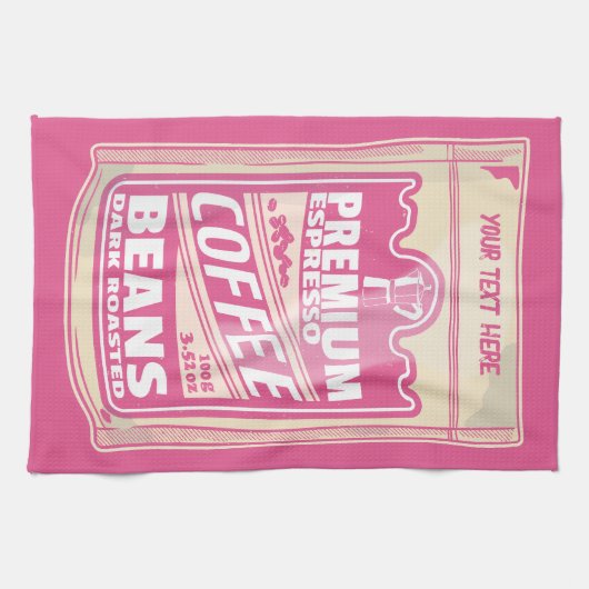 Premium espresso koffiebonen roze voedsel pop kuns theedoek (Horizontaal)