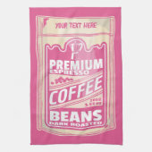 Premium espresso koffiebonen roze voedsel pop kuns theedoek (Verticaal)