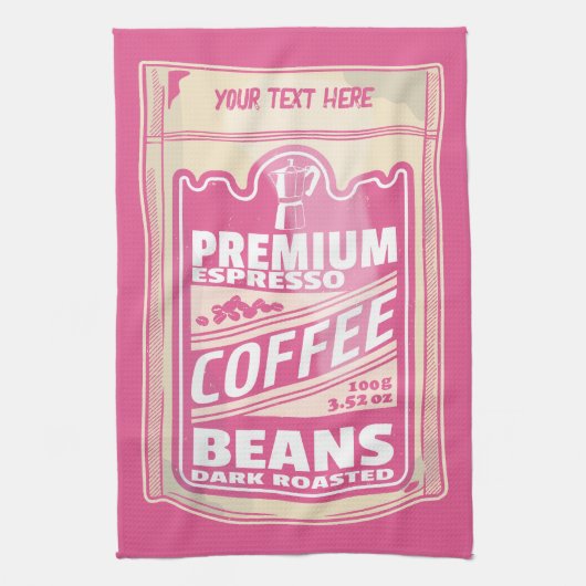 Premium espresso koffiebonen roze voedsel pop kuns theedoek (Verticaal)