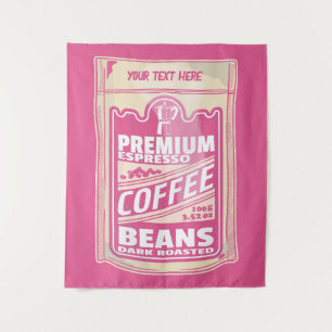 Premium espresso koffiebonen roze voedsel pop kuns wandkleed