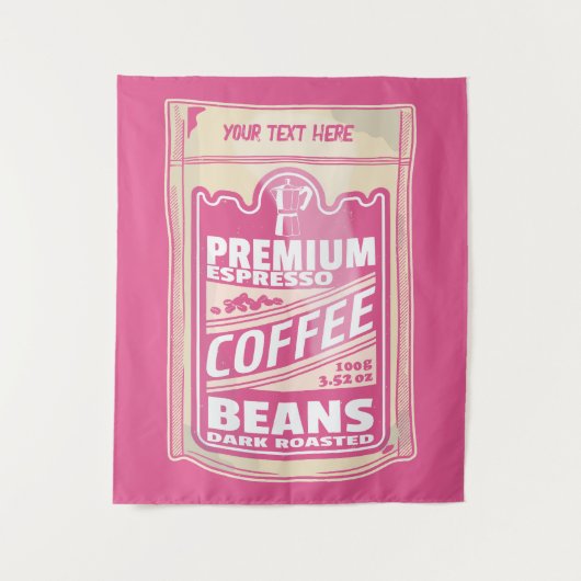 Premium espresso koffiebonen roze voedsel pop kuns wandkleed (Voorkant)