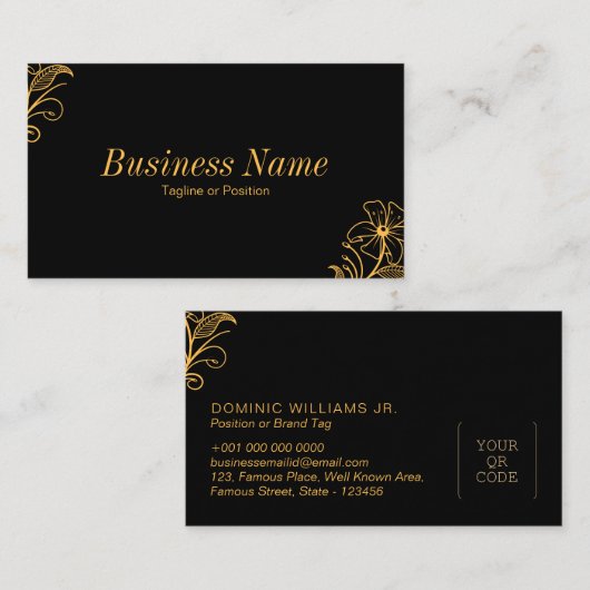 Premium Floral Visitekaartje - QR-code | DP7 (Voorkant / Achterkant)