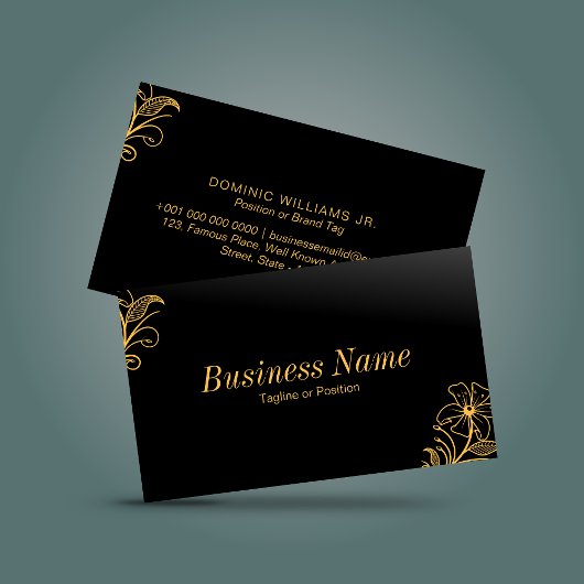 Premium Floral Visitekaartje - Zwart | DP7