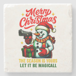 Premium Gangster Snowman Edgy Home Unique Christma Stenen Onderzetter