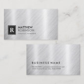 Premium geborsteld metaal met monogram visitekaartje (Voorkant / Achterkant)