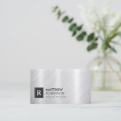 Premium geborsteld metaal met monogram visitekaartje (Staand voorkant)