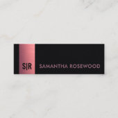 Premium Geborsteld Roze Monogram Zwarte Leer Mini Visitekaartje (Voorkant)