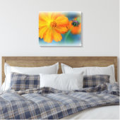 Premium - Gekapelde canvas (glanzend) bloemen Afdruk (Insitu (Slaapkamer))