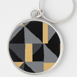 Premium geometrische zwarte metalen sleutelhanger