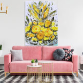 Premium gewikkeld canvas (glans) gele rosas (Insitu (Woonkamer))