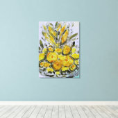 Premium gewikkeld canvas (glans) gele rosas afdruk (Insitu (Houten vloer))