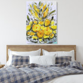 Premium gewikkeld canvas (glans) gele rosas afdruk (Insitu (Slaapkamer))