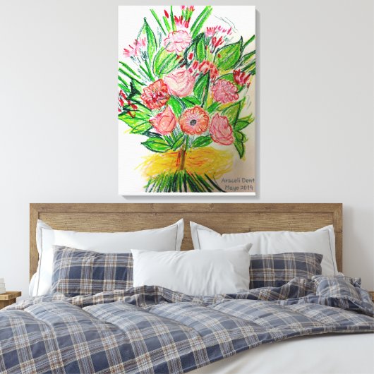 Premium gewikkeld canvas (glans) Gerberas (Insitu (Slaapkamer))