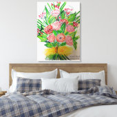 Premium gewikkeld canvas (glans) Gerberas Afdruk (Insitu (Slaapkamer))