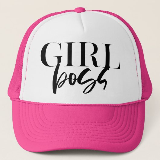 Premium Girl Boss | Zwarte tekst Modern Ultra Trucker Pet (Voorkant)