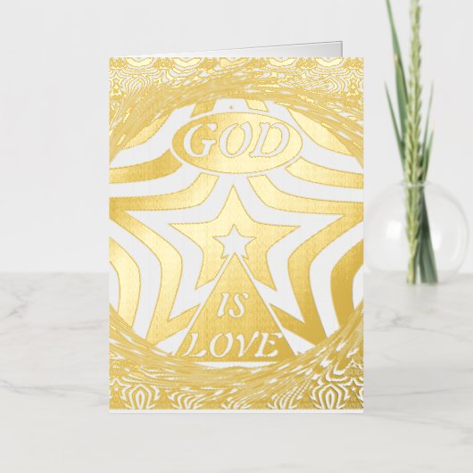 Premium God Is Love Star Elegant Gold  Folie Feestdagenkaart (Voorkant)