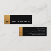 Premium Gold & Black Leather Monogram Mini Visitekaartje (Voorkant / Achterkant)