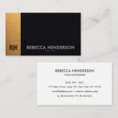 Premium Gold Black Leather & White Back Monogram Visitekaartje (Voorkant / Achterkant)