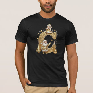 Premium Gold C Santa Men's Holiday Tee T-shirt