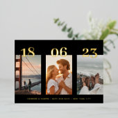 Premium GOLD FOUR Foto TROUW Save The Date Folie Uitnodiging (Staand Voorkant)