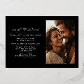 Premium GOLD FOUR Foto TROUW Save The Date Folie Uitnodiging (Achterkant)
