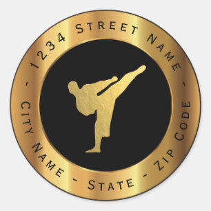 Premium Gold Karate Return-adreslabel Ronde Sticker