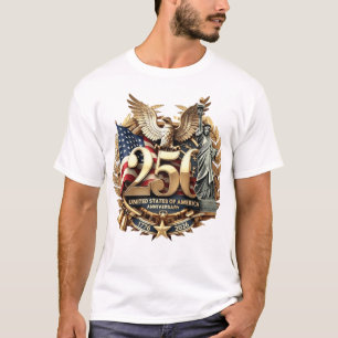 Premium Gold USA 250 Anniversary Vlag & Liberty T-shirt