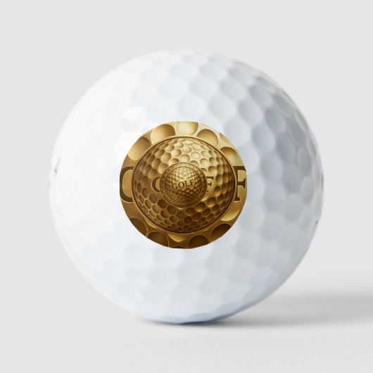 Premium Golden Golf Ball – Luxe 3D Logo-ontwerp Golfballen (Voorkant)