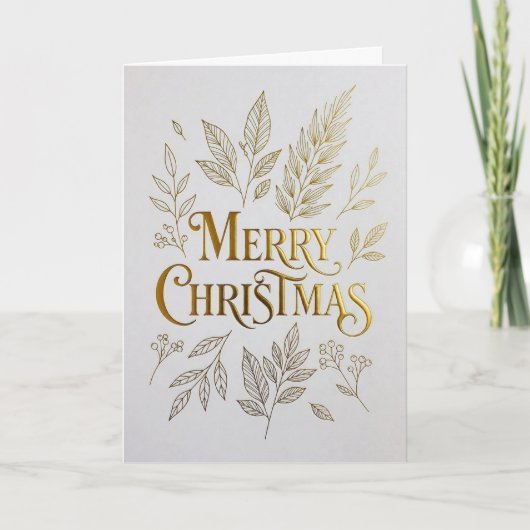 Premium Goud Folie Kerstkaart Kaart (Voorkant)