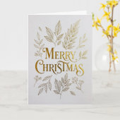 Premium Goud Folie Kerstkaart Kaart (Gele Bloem)