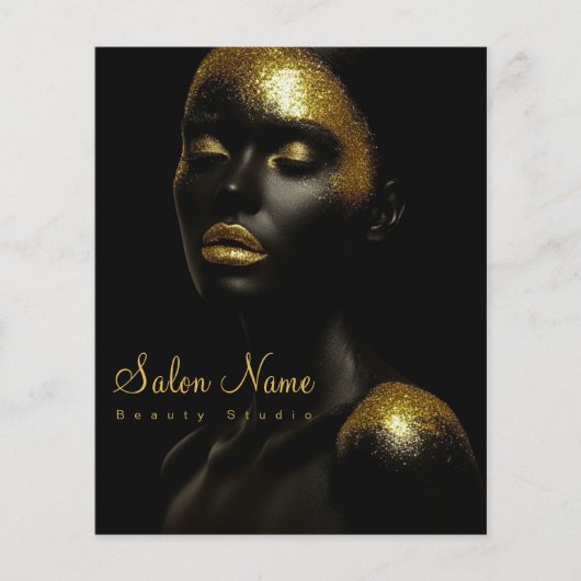 Premium Goud Schoonheidssalon Uithangbord Zwart Lu Flyer (Voorkant)