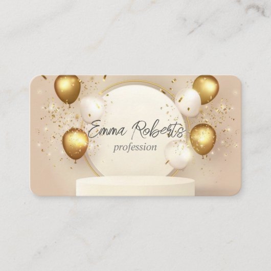 Premium gouden ballonnen luxe verjaardag visitekaartje (Voorkant)