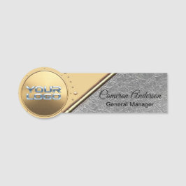 Premium Gouden Textured Zilveren Naambordje Naamplaatje