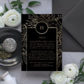 Premium - goudmonogram bruinbruin Elegant Informatiekaartje