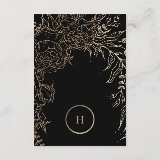 Premium - goudmonogram bruinbruin Elegant RSVP Kaartje (Achterkant)