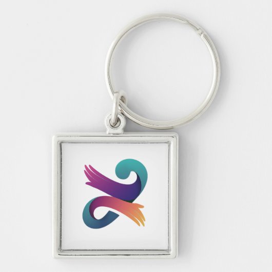 Premium grafisch handvierkant sleutelhanger (Voorkant)