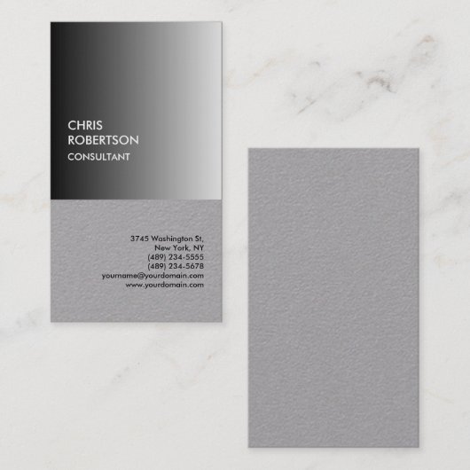 Premium gray Modern Unieke minimalistische Visitekaartje (Voorkant / Achterkant)