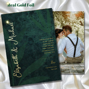 Premium Green Gold Foil FOTO Weddenschap Folie Uitnodiging