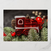 Premium Green Gold Stars Merry kerst Business Folie Feestdagenkaart (Achterkant)