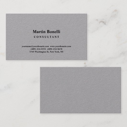 Premium grijs legant consultant minimalistisch visitekaartje (Voorkant / Achterkant)
