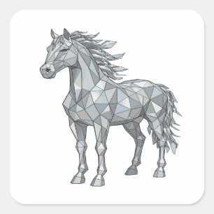 Premium Grijs LOW POLY PAARD Sticker Ontwerp