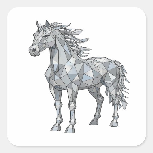 Premium Grijs LOW POLY PAARD Sticker Ontwerp (Voorkant)