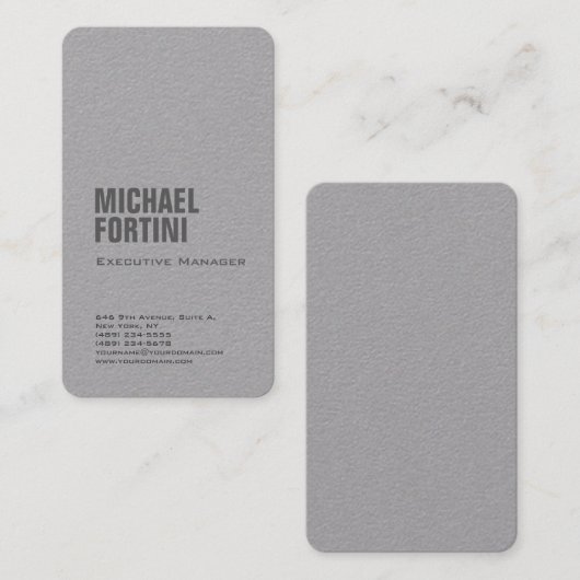 Premium grijs minimalistisch, modern, vet en glad visitekaartje (Voorkant / Achterkant)