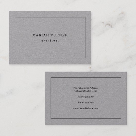 Premium Grijs Plain Elegant Minimalistisch Modern Visitekaartje (Voorkant / Achterkant)