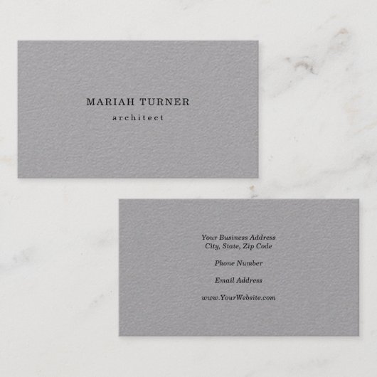 Premium Grijs Plain Elegant Minimalistisch Modern Visitekaartje (Voorkant / Achterkant)